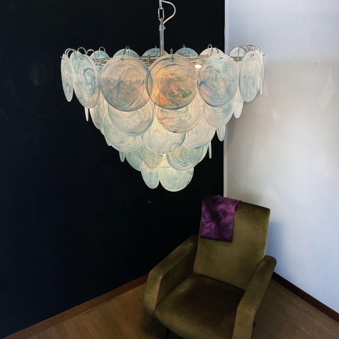 Blue Murano Disc Chandelier - YIOSI