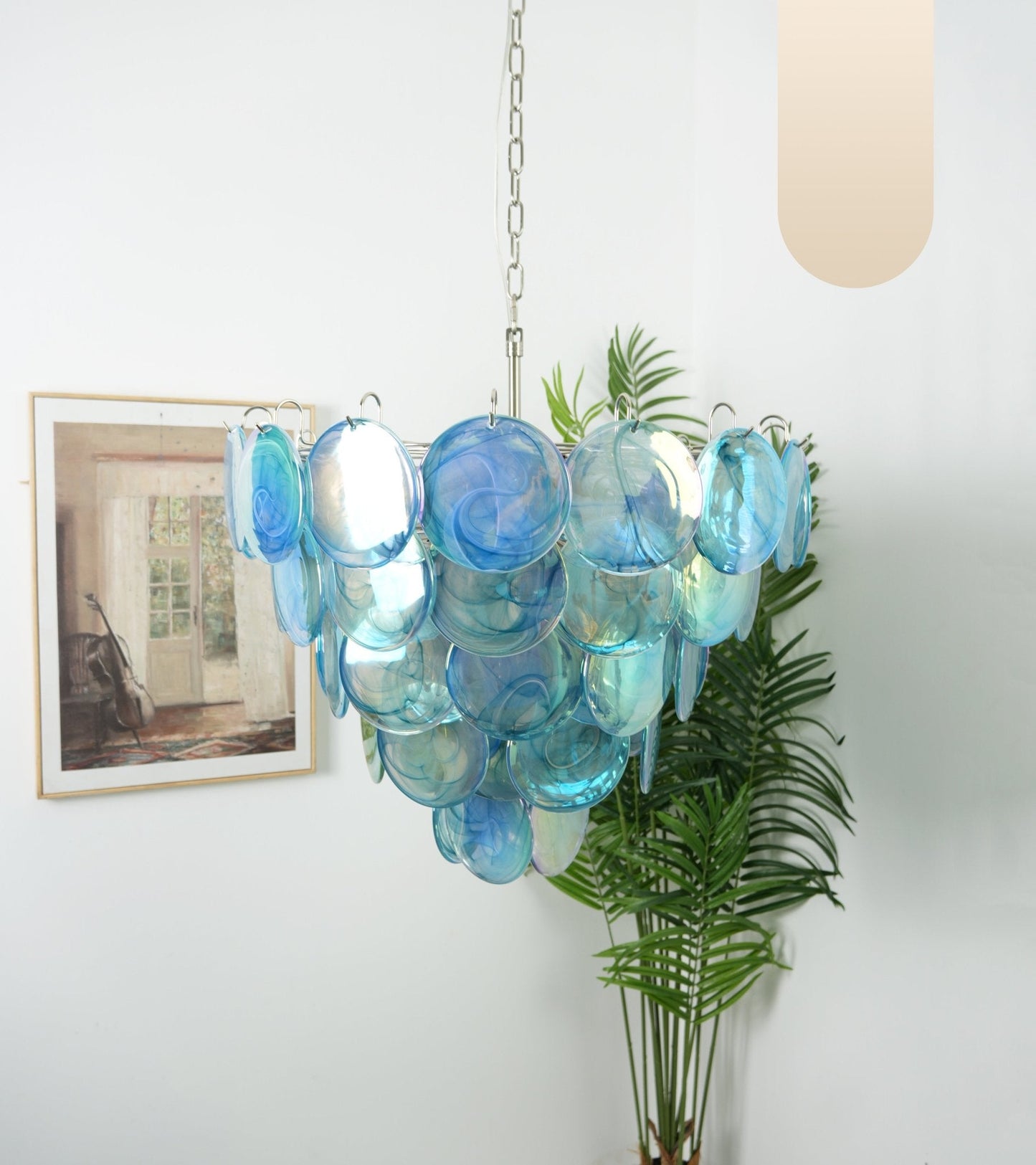 Blue Murano Disc Chandelier - YIOSI