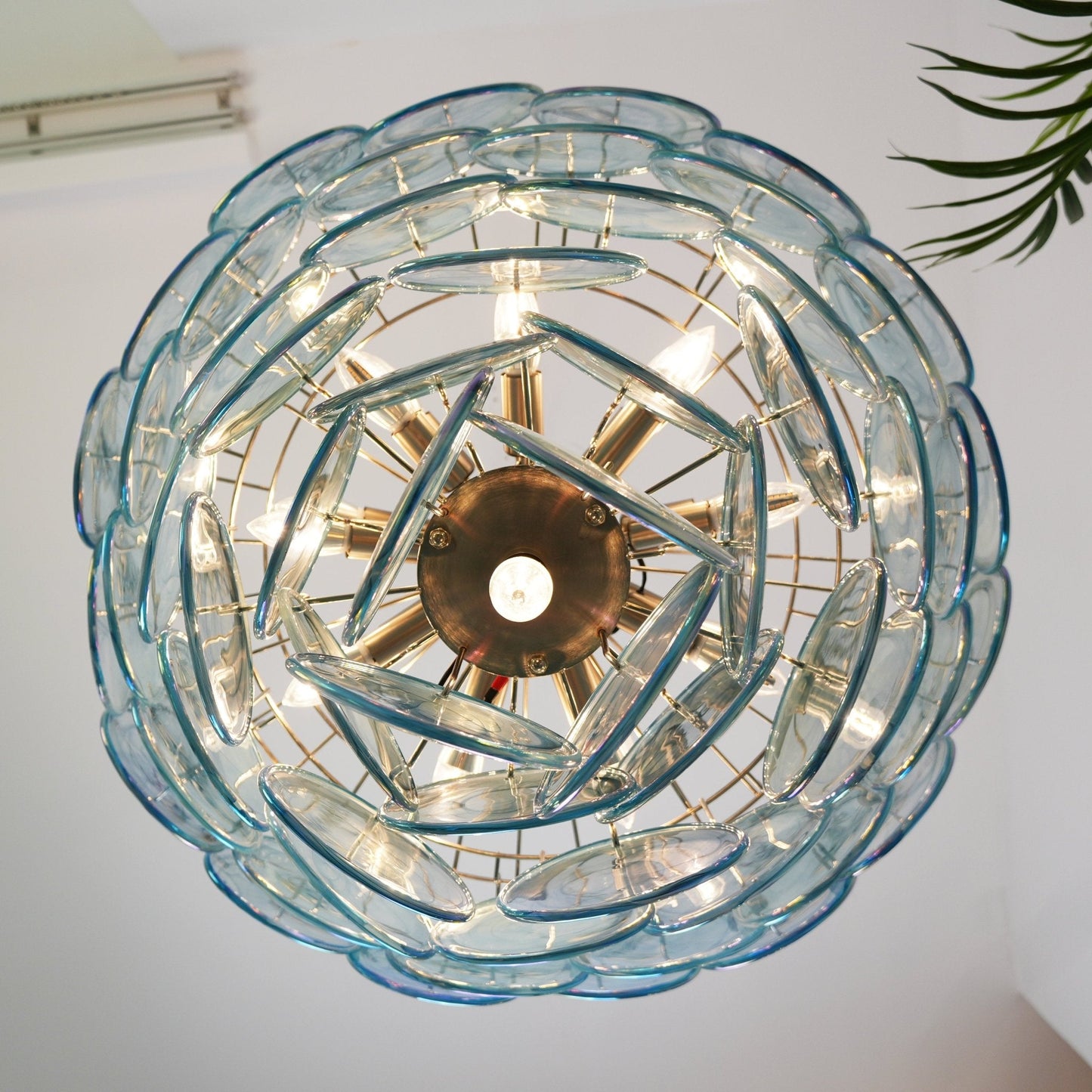 Blue Murano Disc Chandelier - YIOSI