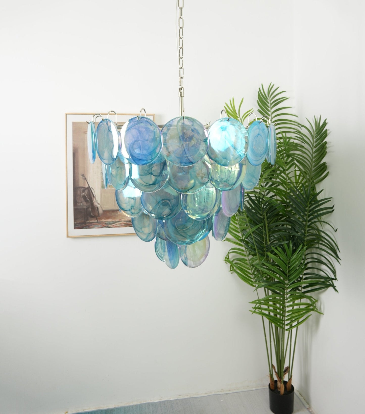 Blue Murano Disc Chandelier - YIOSI