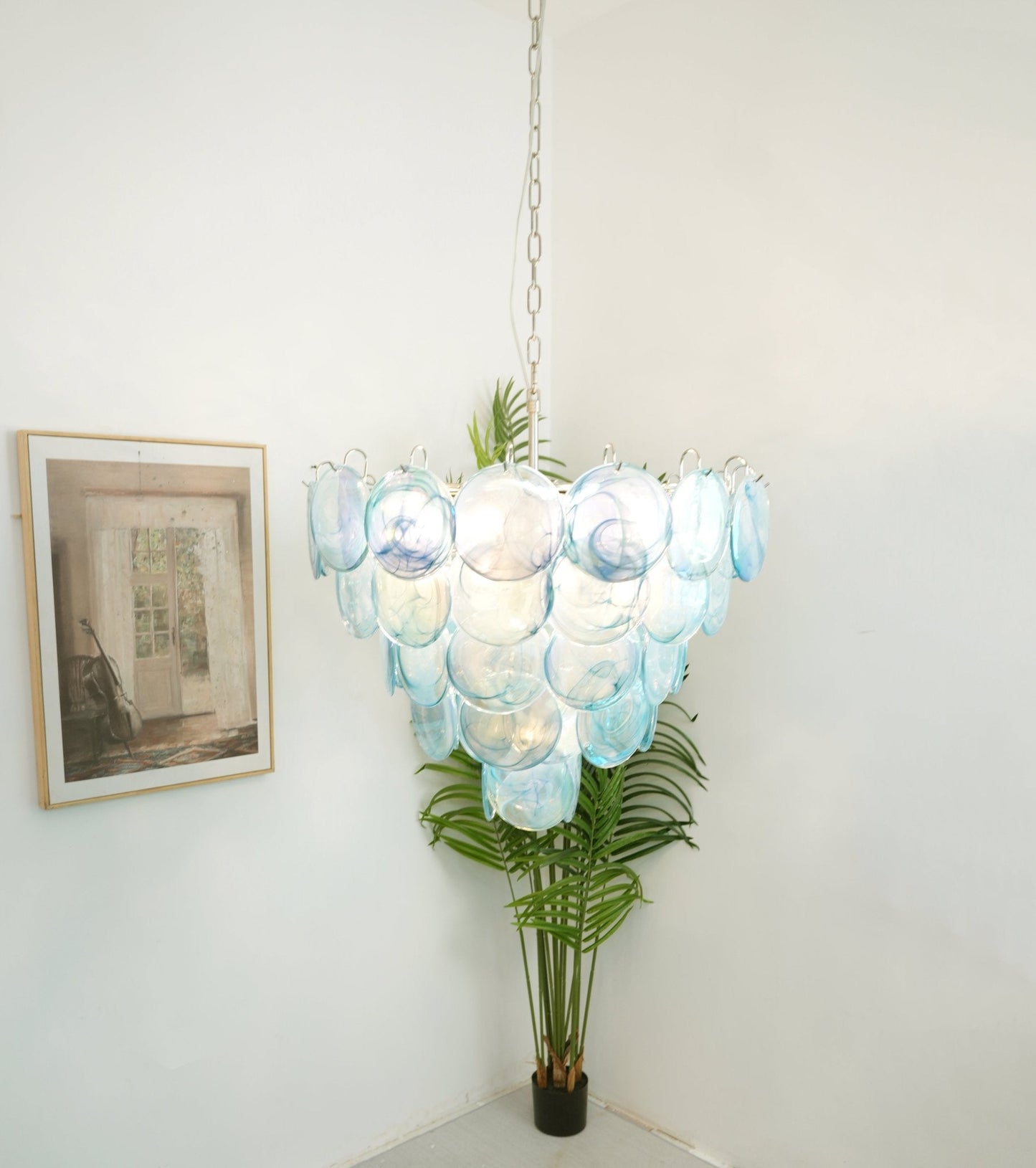 Blue Murano Disc Chandelier - YIOSI