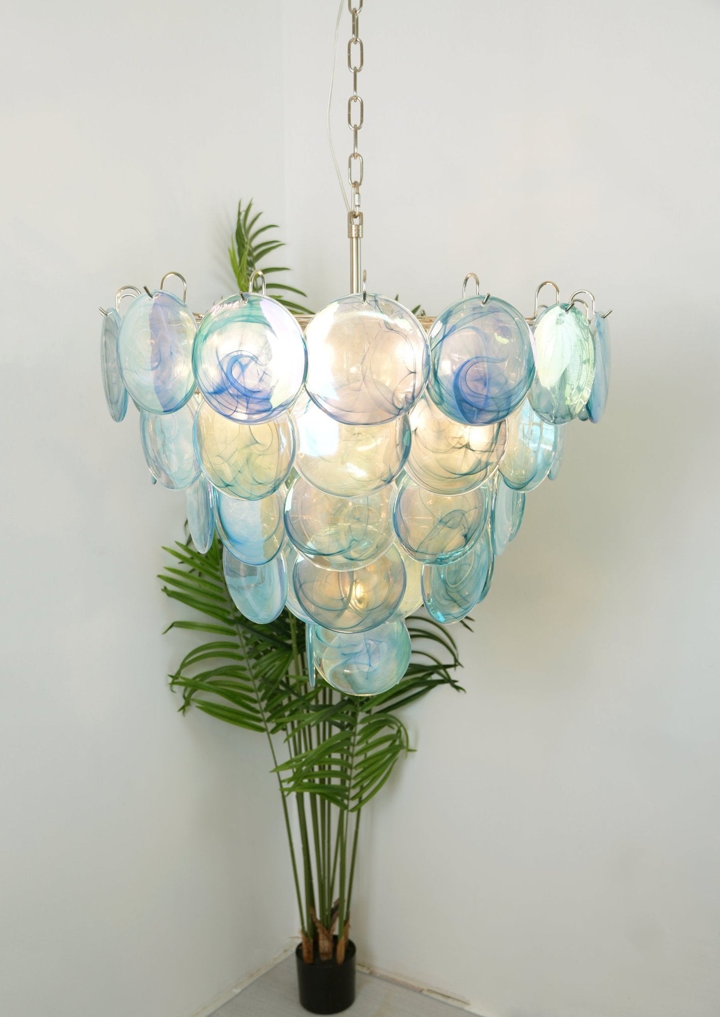 Blue Murano Disc Chandelier - YIOSI