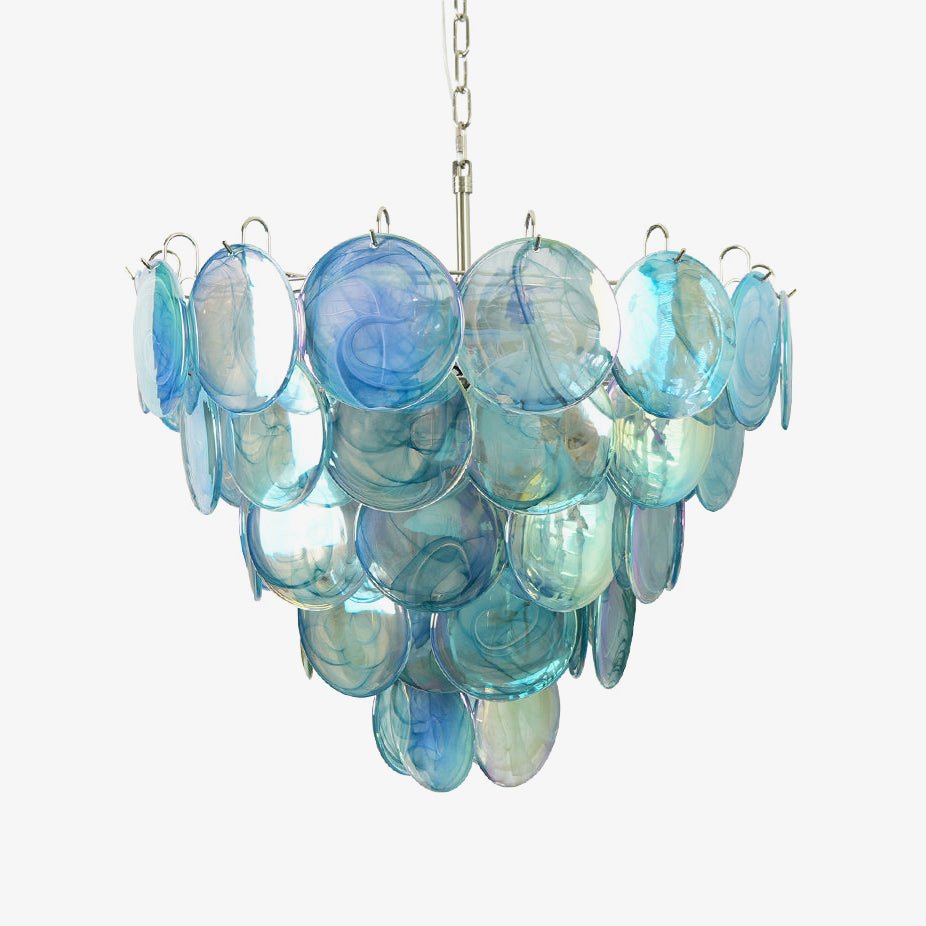 Blue Murano Disc Chandelier - YIOSI