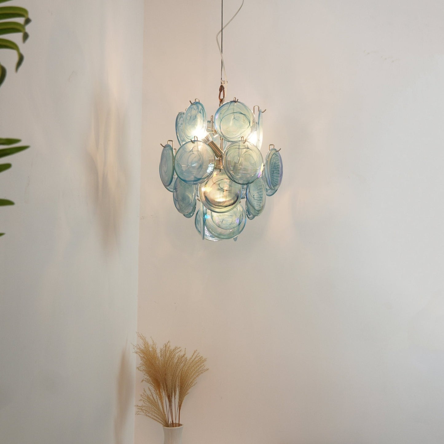 Blue Murano Disc Glass Chandelier - YIOSI