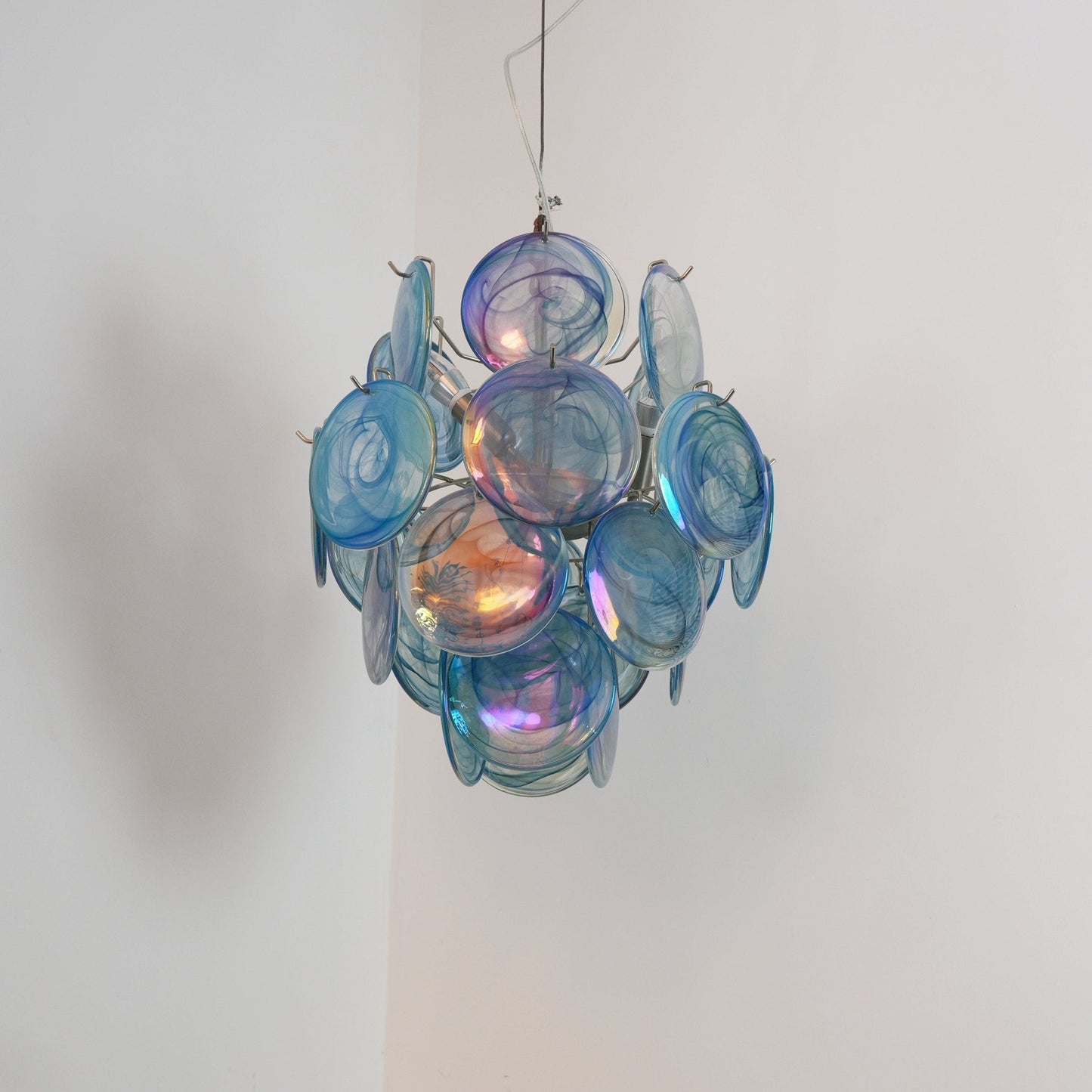 Blue Murano Disc Glass Chandelier - YIOSI