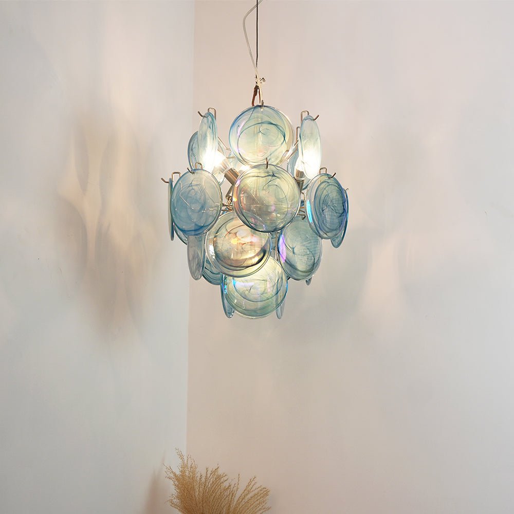 Blue Murano Disc Glass Chandelier - YIOSI
