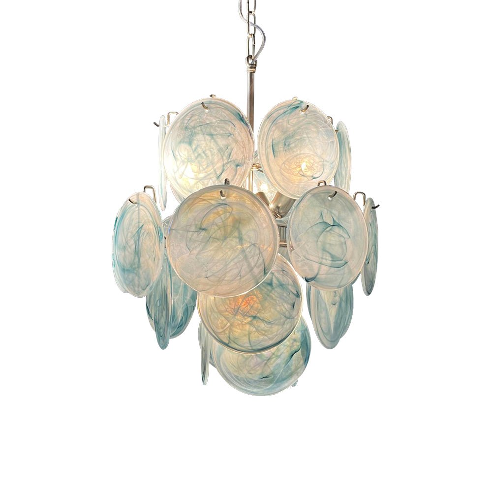 Blue Murano Disc Glass Chandelier - YIOSI