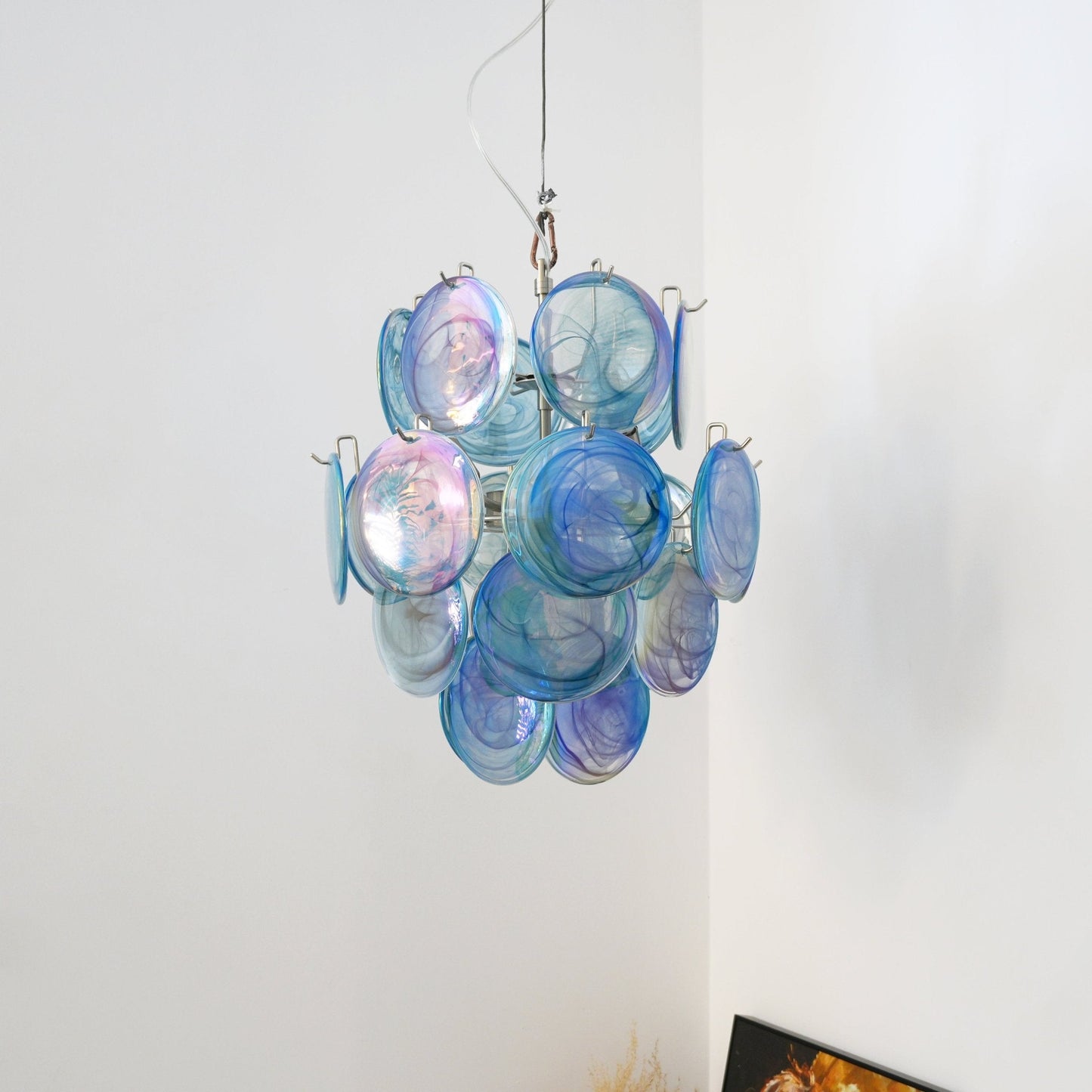 Blue Murano Disc Glass Chandelier - YIOSI