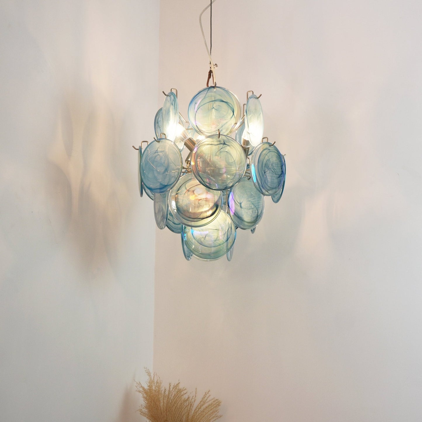 Blue Murano Disc Glass Chandelier - YIOSI
