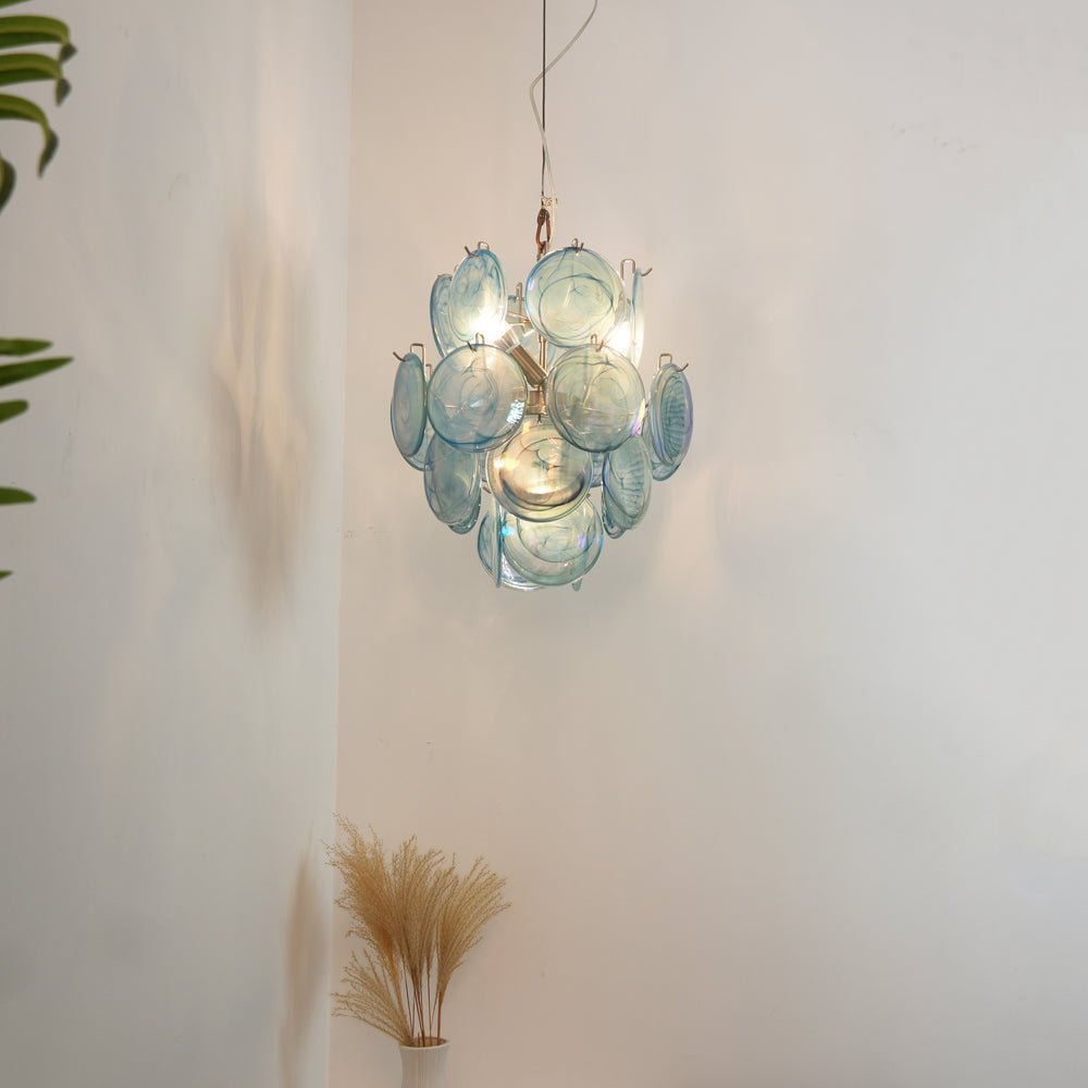 Blue Murano Disc Glass Chandelier - YIOSI