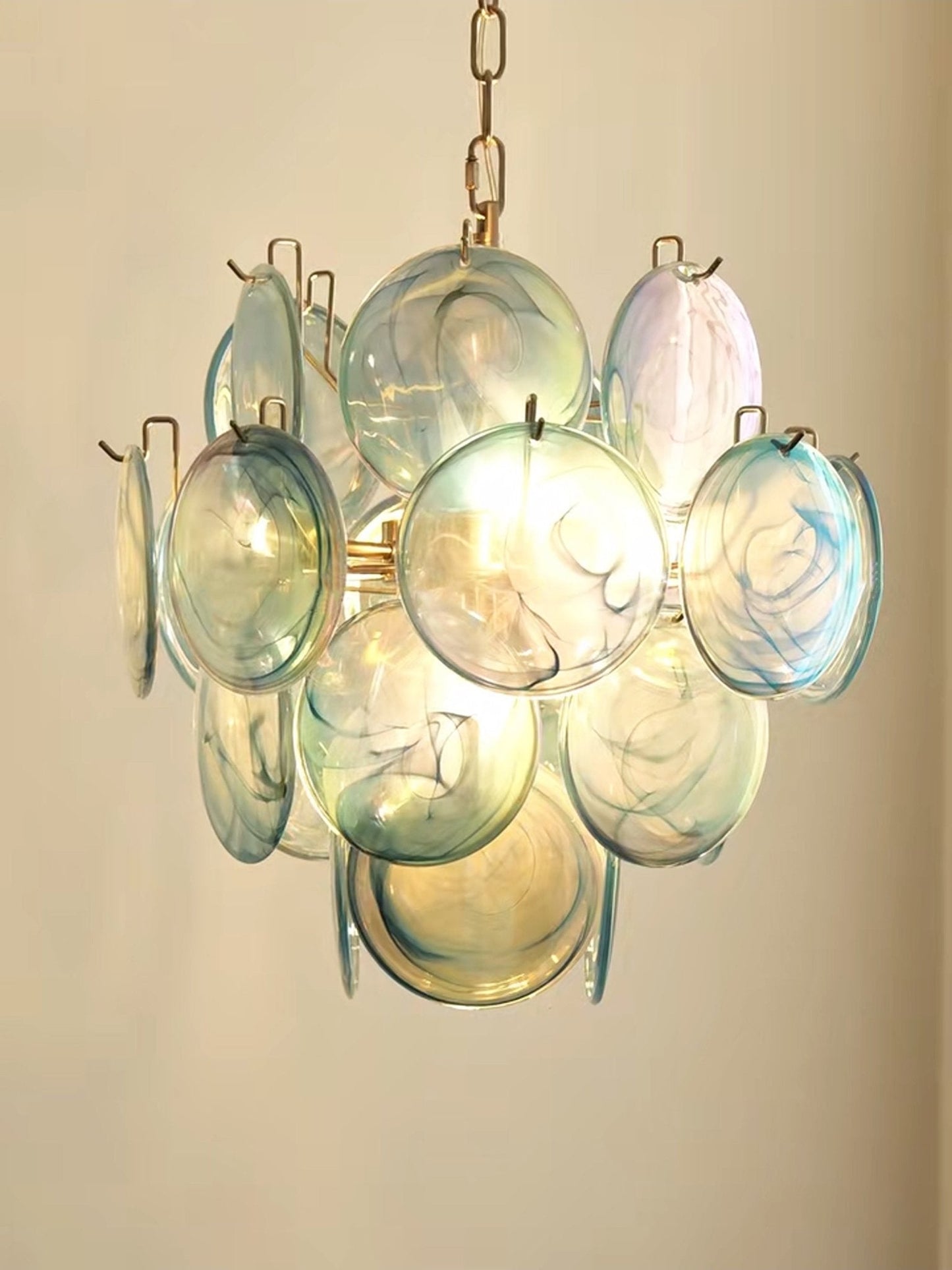 Blue Murano Disc Glass Chandelier - YIOSI