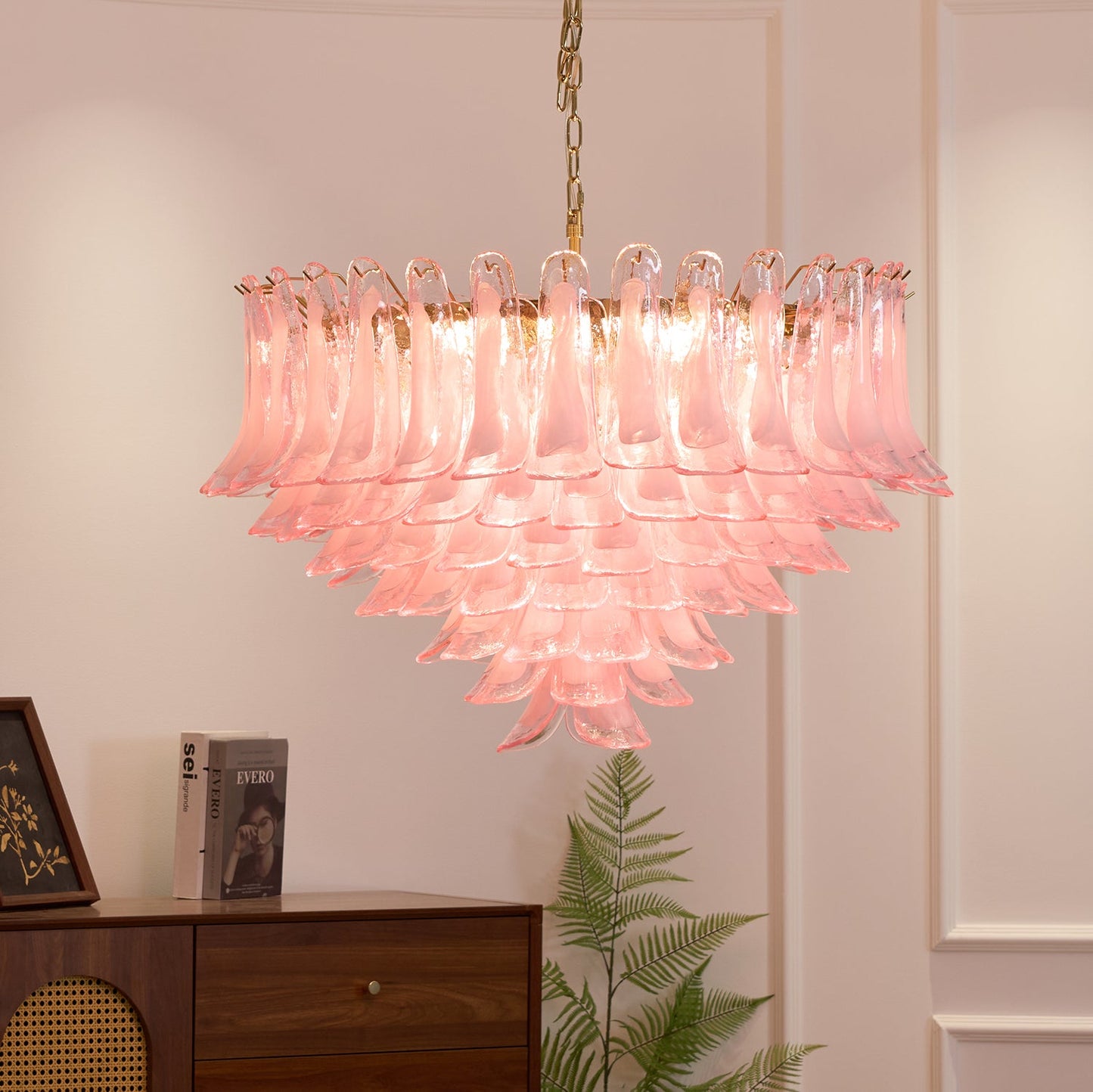 Blush Pink Glass Murano Chandelier - YIOSI