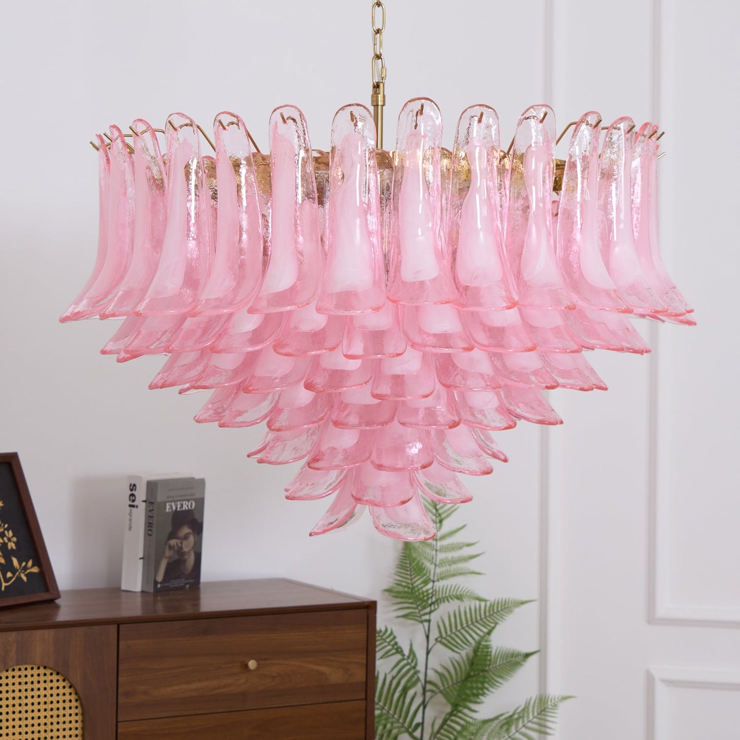 Blush Pink Glass Murano Chandelier - YIOSI