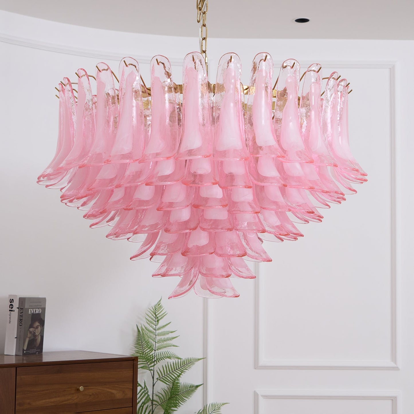 Blush Pink Glass Murano Chandelier - YIOSI