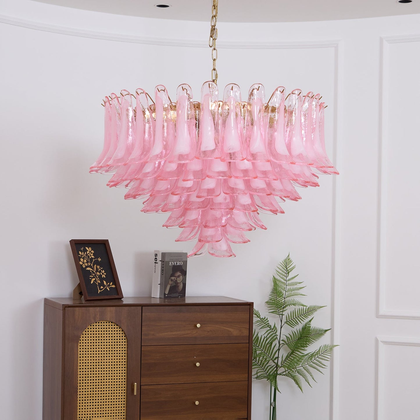 Blush Pink Glass Murano Chandelier - YIOSI