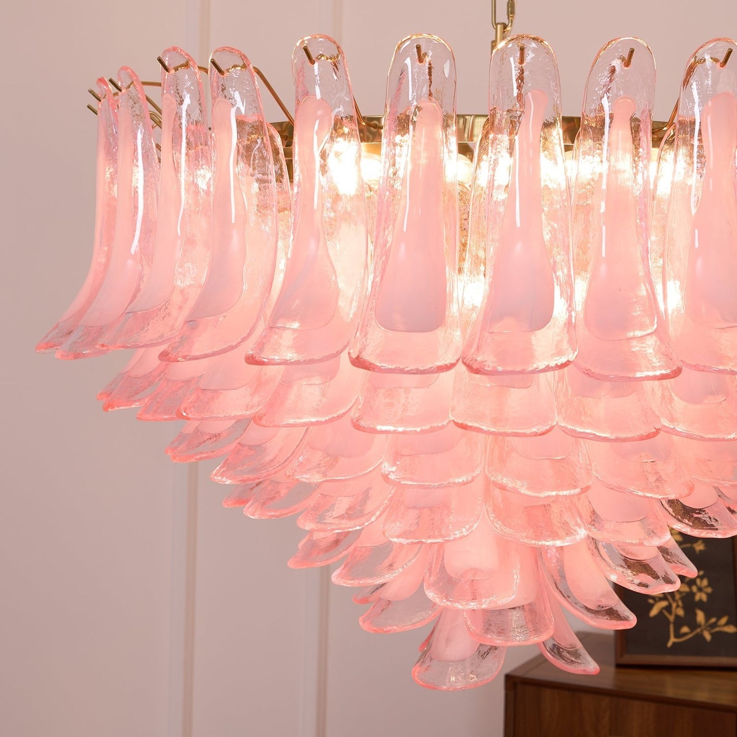 Blush Pink Glass Murano Chandelier - YIOSI