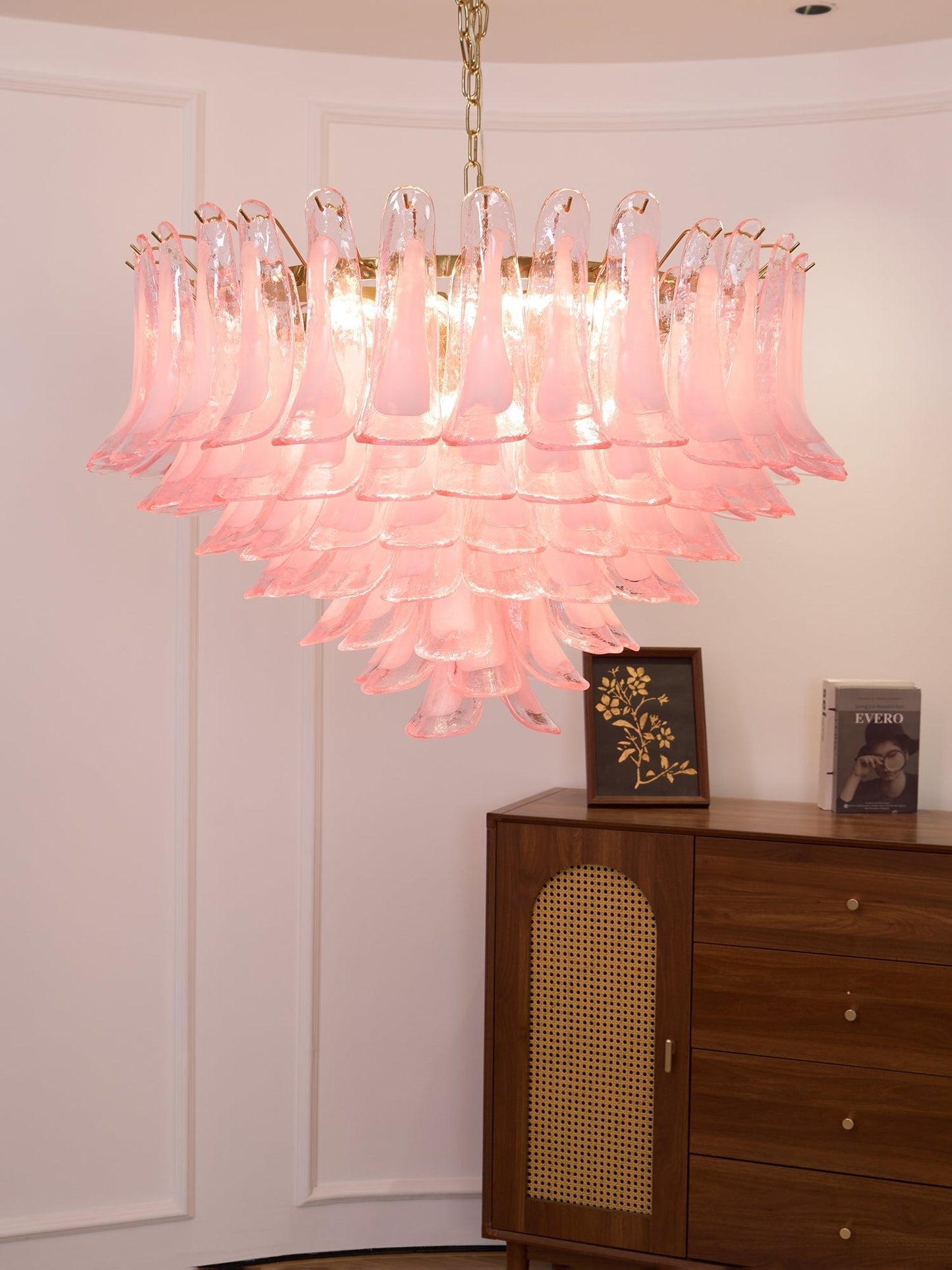 Blush Pink Glass Murano Chandelier - YIOSI