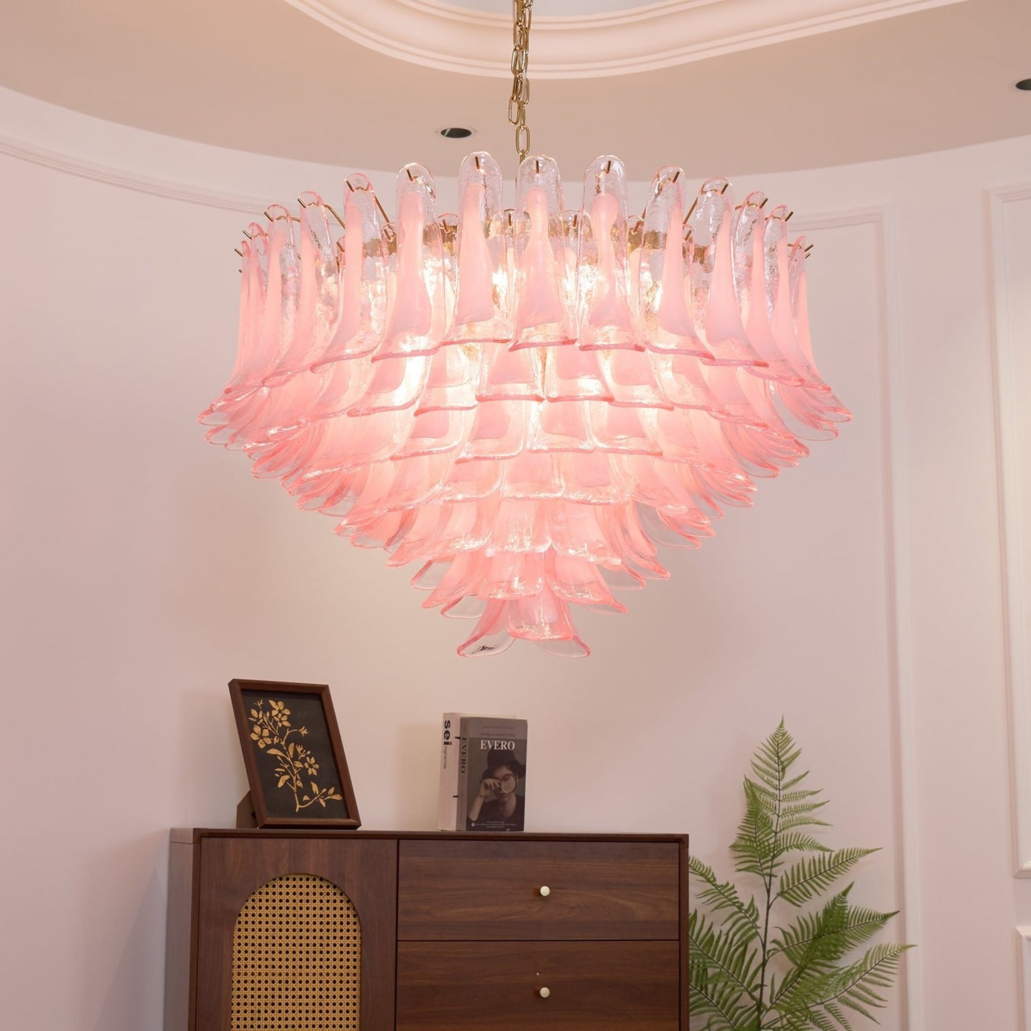 Blush Pink Glass Murano Chandelier - YIOSI
