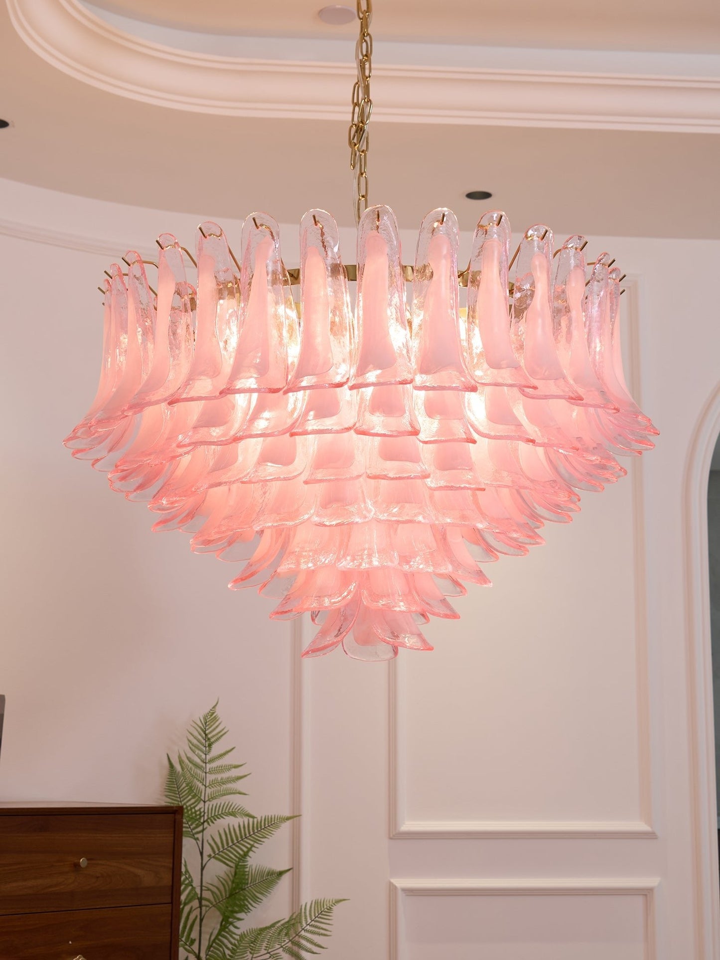 Blush Pink Glass Murano Chandelier - YIOSI