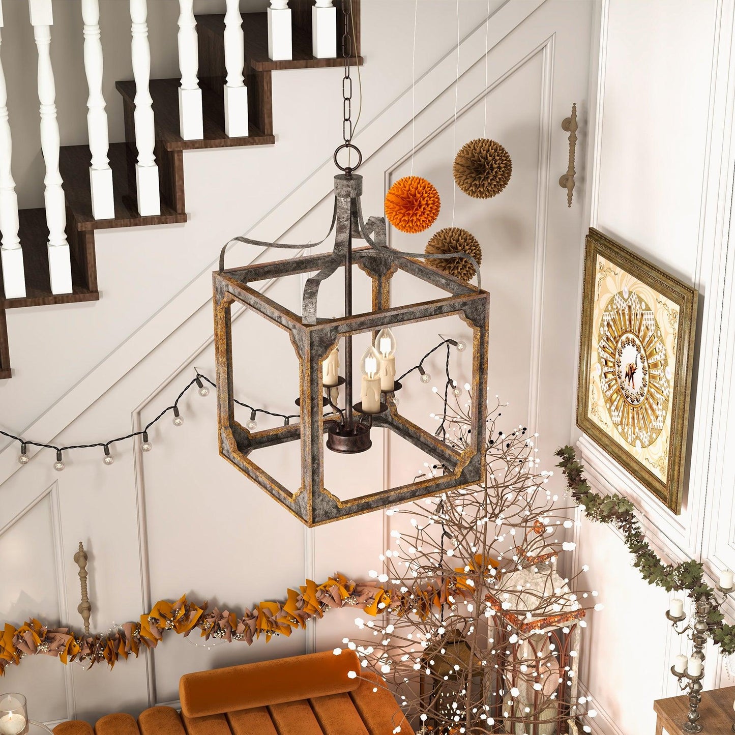 Boho Rustic Cube Chandelier - YIOSI