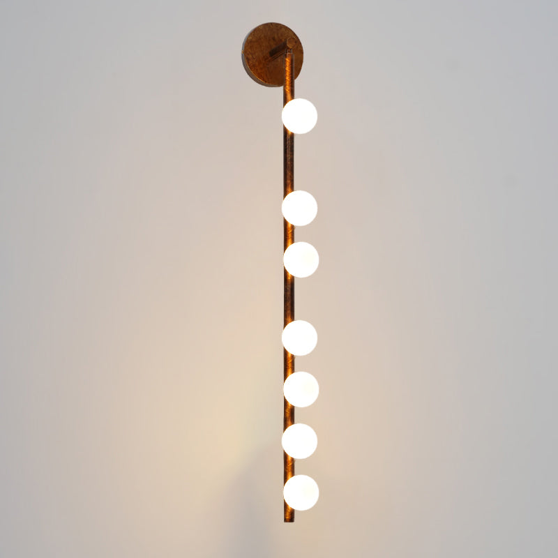 Brass Glass Tube Wall Lamp – Vintage Brass & White Finish
