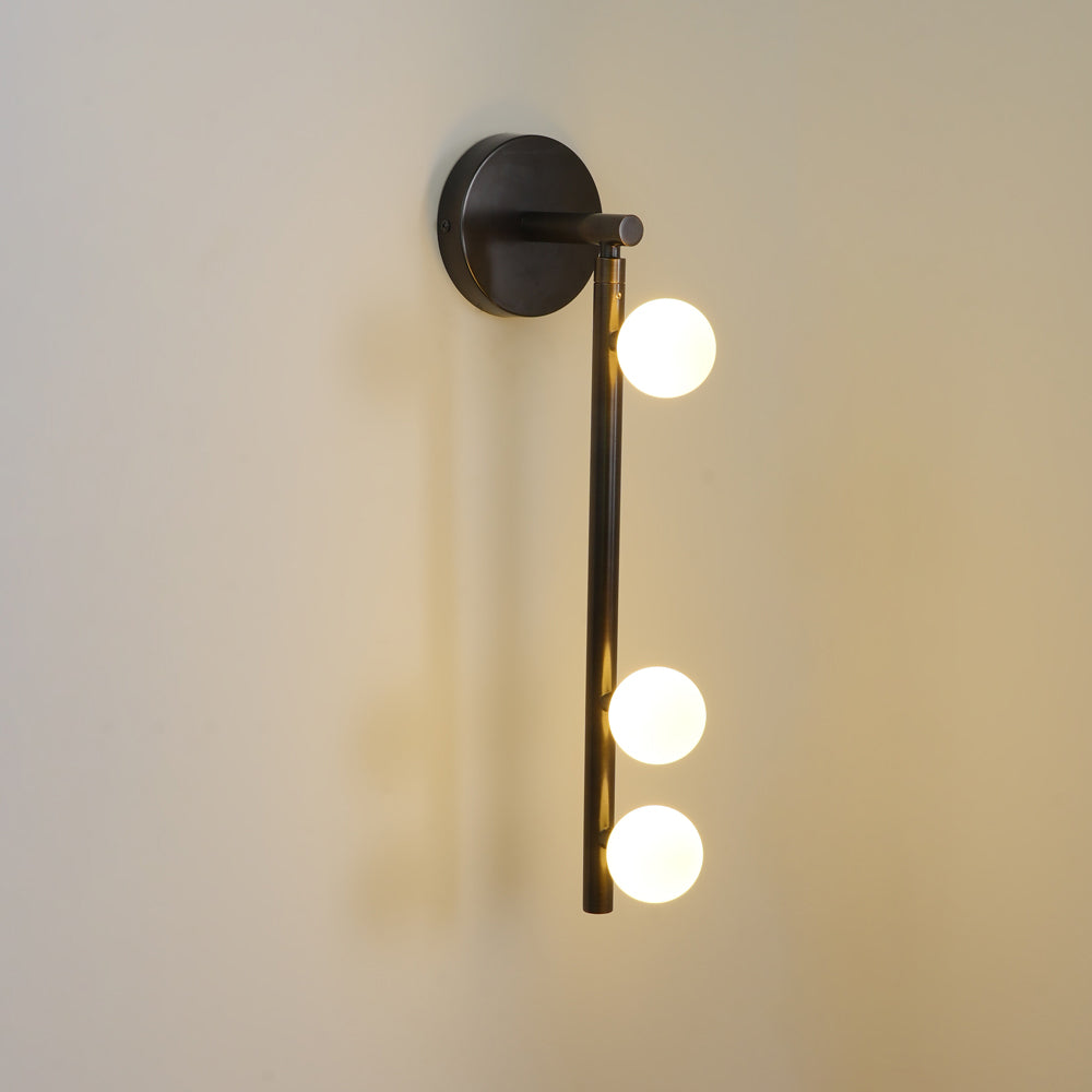 Brass Glass Tube Wall Lamp – Vintage Brass & White Finish