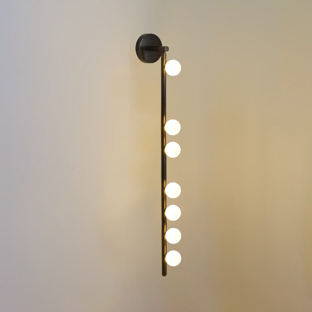 Brass Glass Tube Wall Lamp – Vintage Brass & White Finish