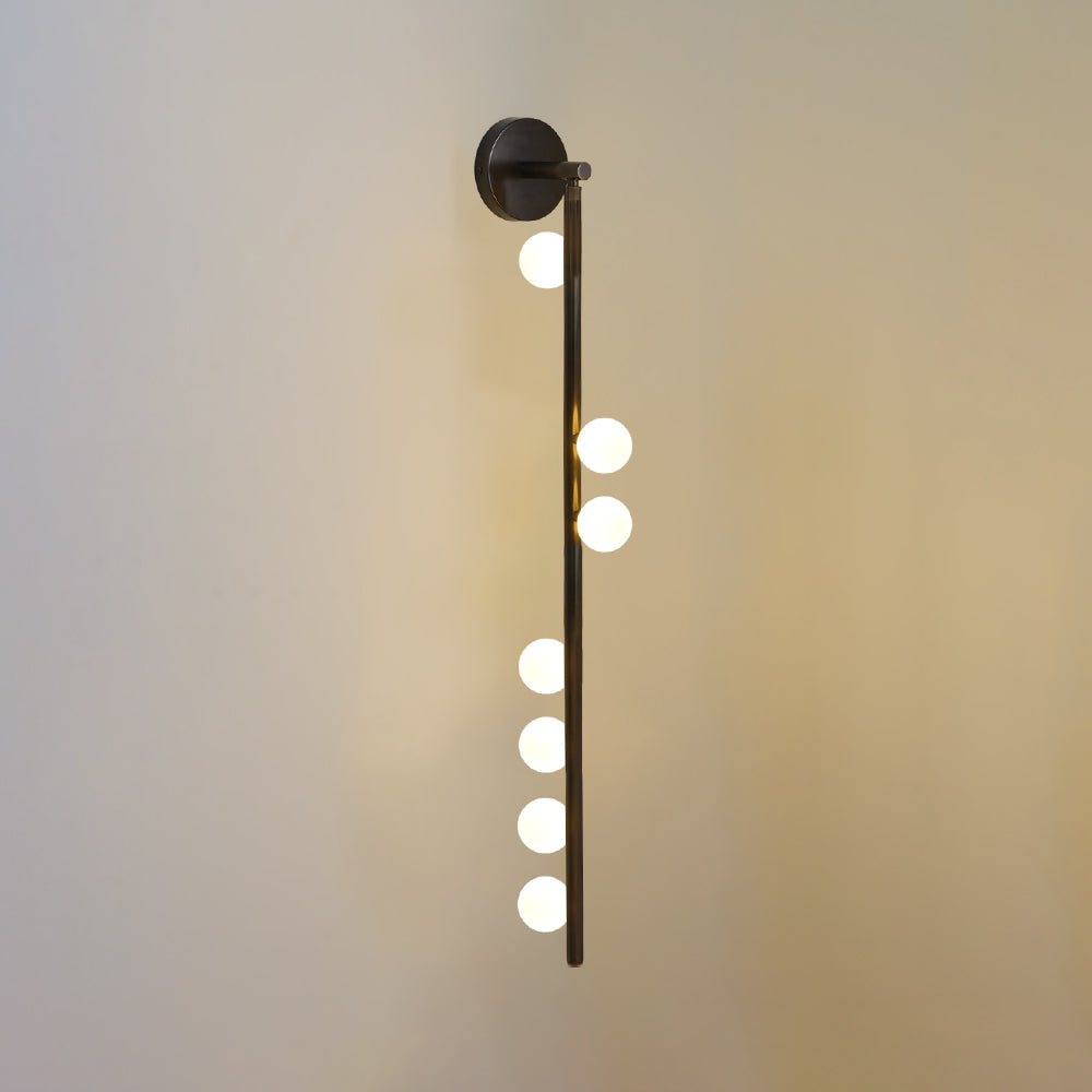 Brass Glass Tube Wall Lamp – Vintage Brass & White Finish