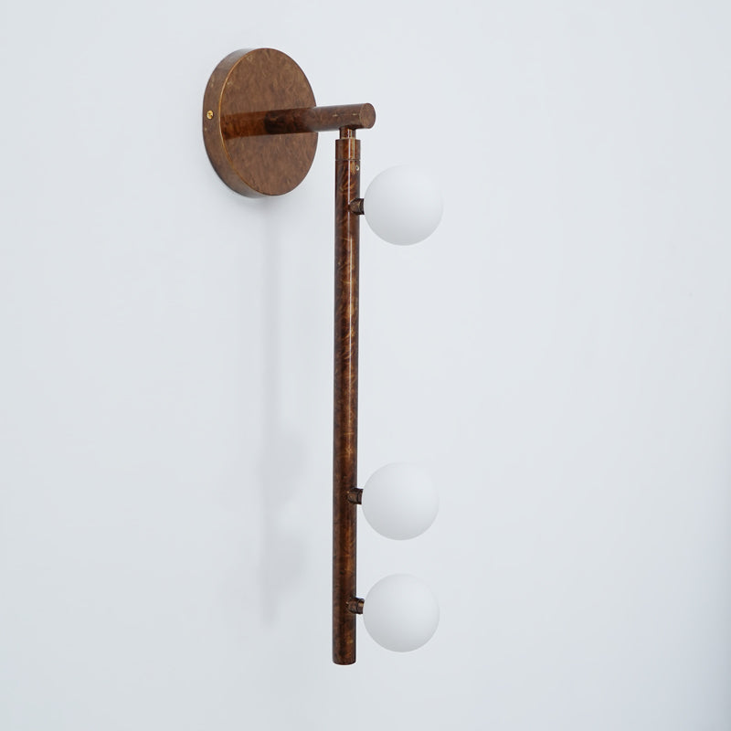 Brass Glass Tube Wall Lamp – Vintage Brass & White Finish