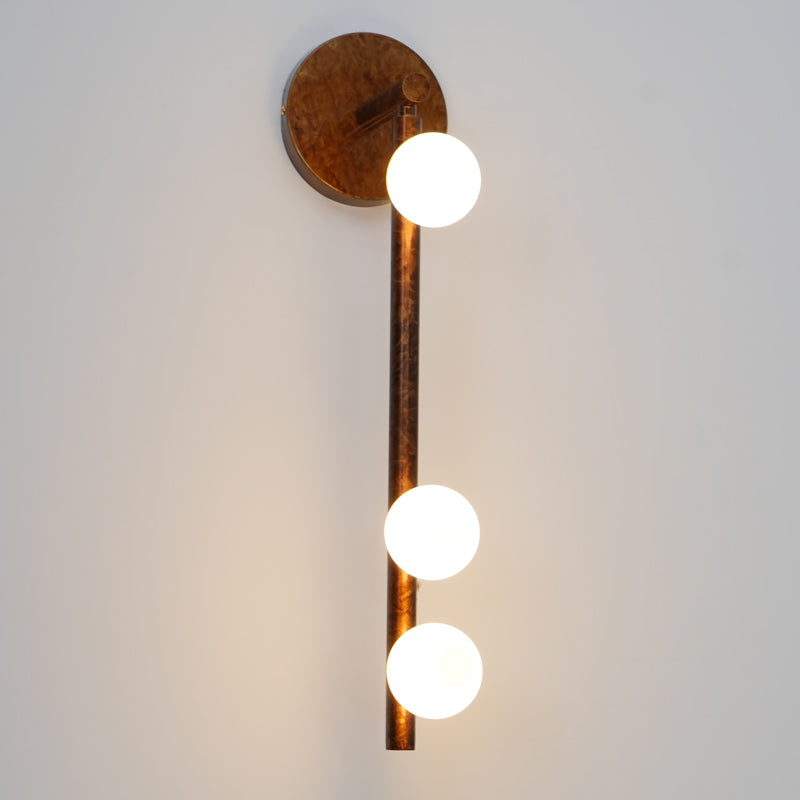 Brass Glass Tube Wall Lamp – Vintage Brass & White Finish