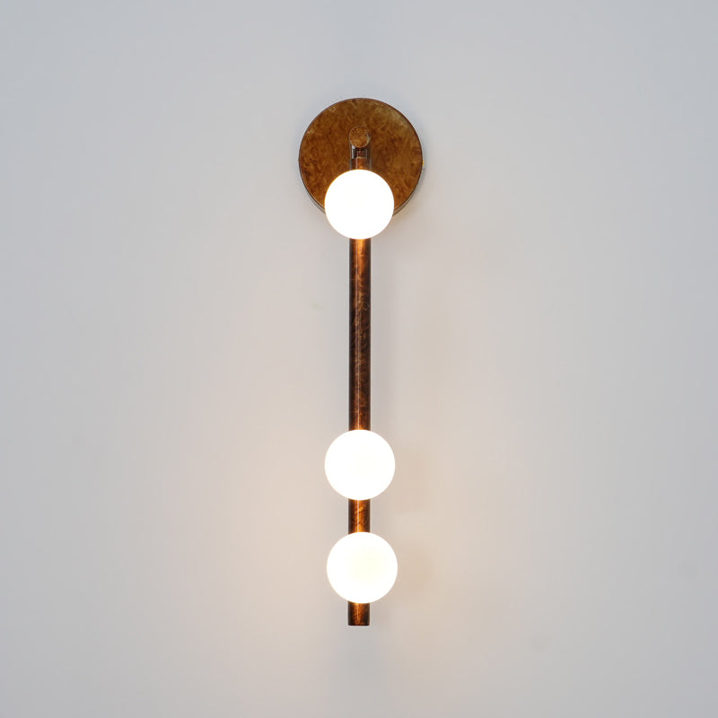 Brass Glass Tube Wall Lamp – Vintage Brass & White Finish