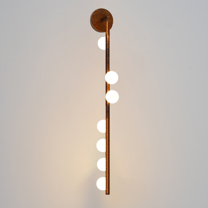 Brass Glass Tube Wall Lamp – Vintage Brass & White Finish