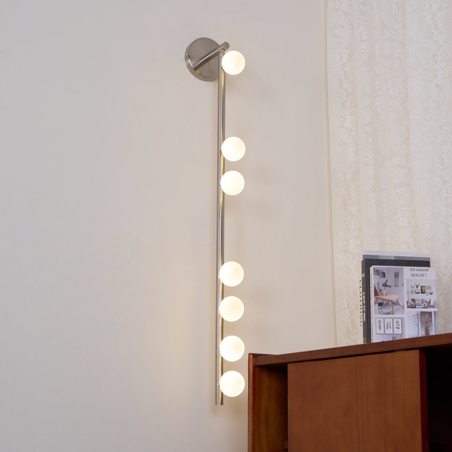 Brass Glass Tube Wall Lamp – Vintage Brass & White Finish