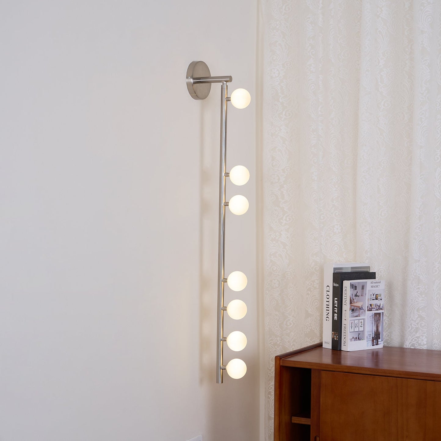 Brass Glass Tube Wall Lamp – Vintage Brass & White Finish
