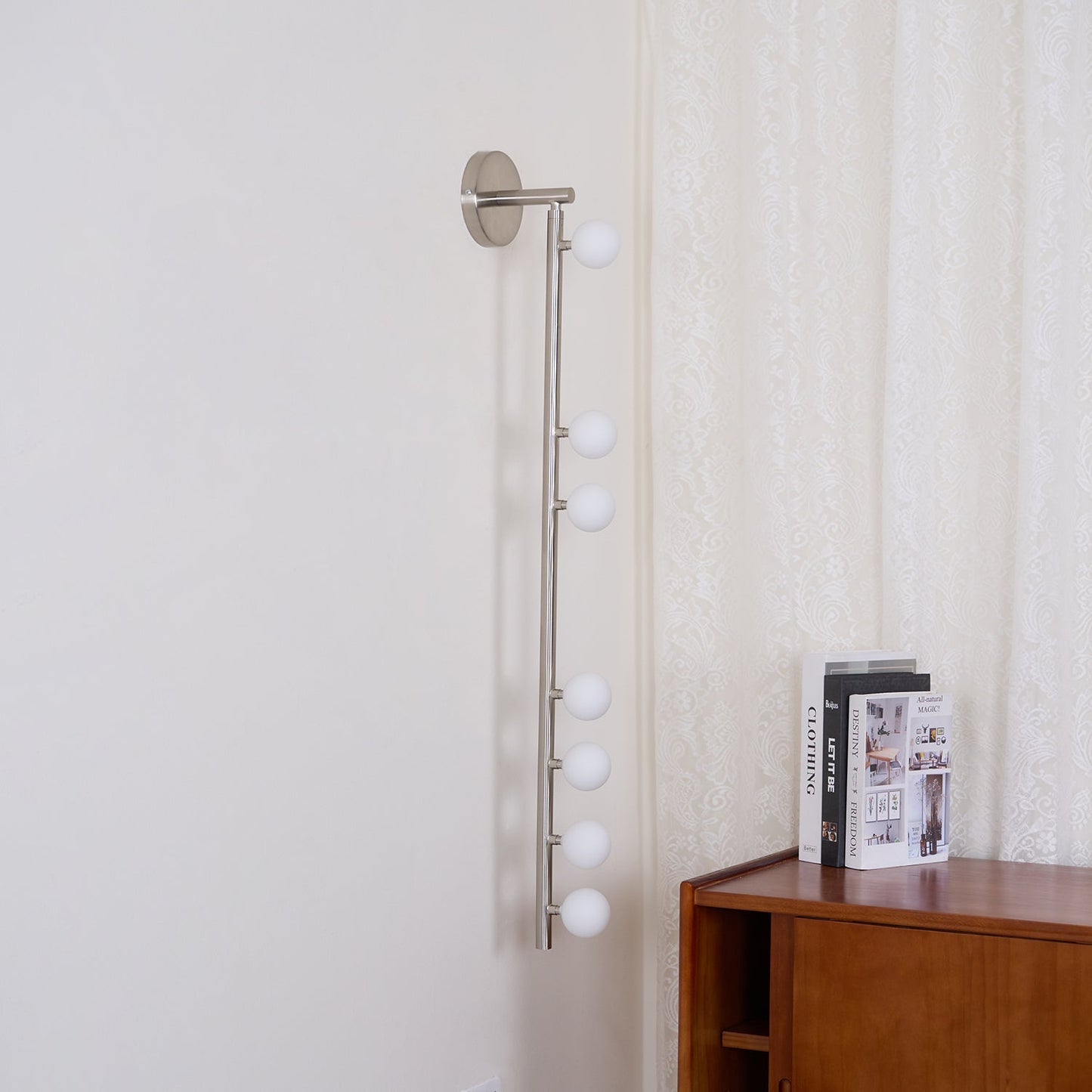 Brass Glass Tube Wall Lamp – Vintage Brass & White Finish