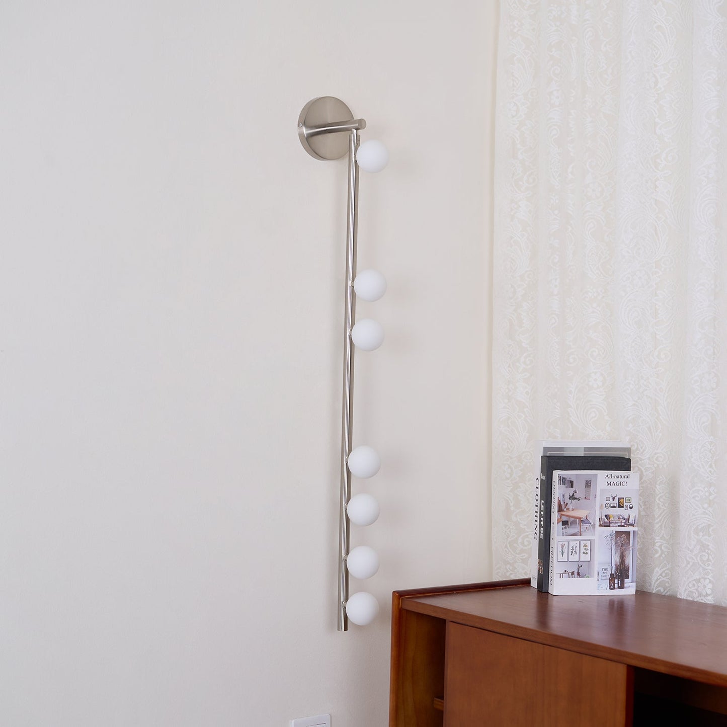 Brass Glass Tube Wall Lamp – Vintage Brass & White Finish