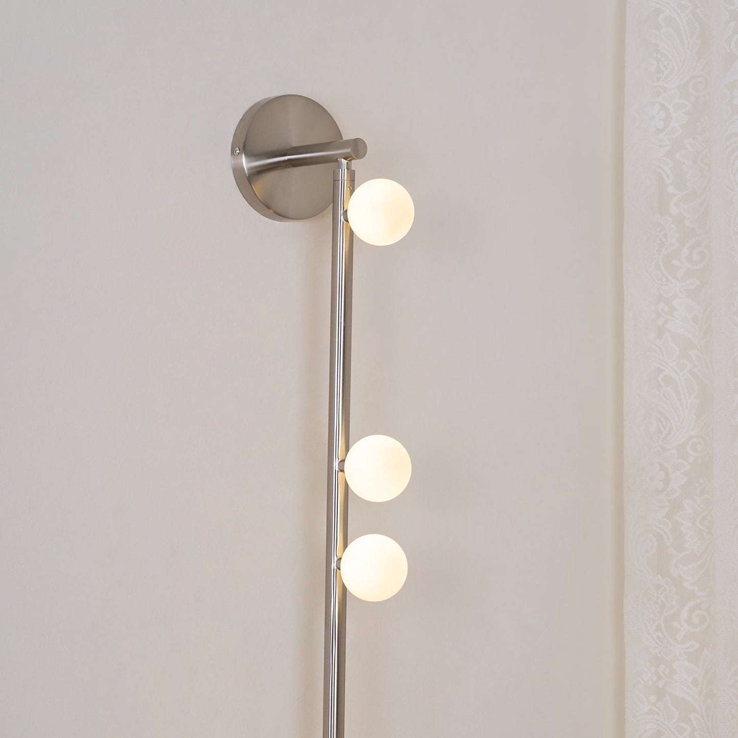Brass Glass Tube Wall Lamp – Vintage Brass & White Finish