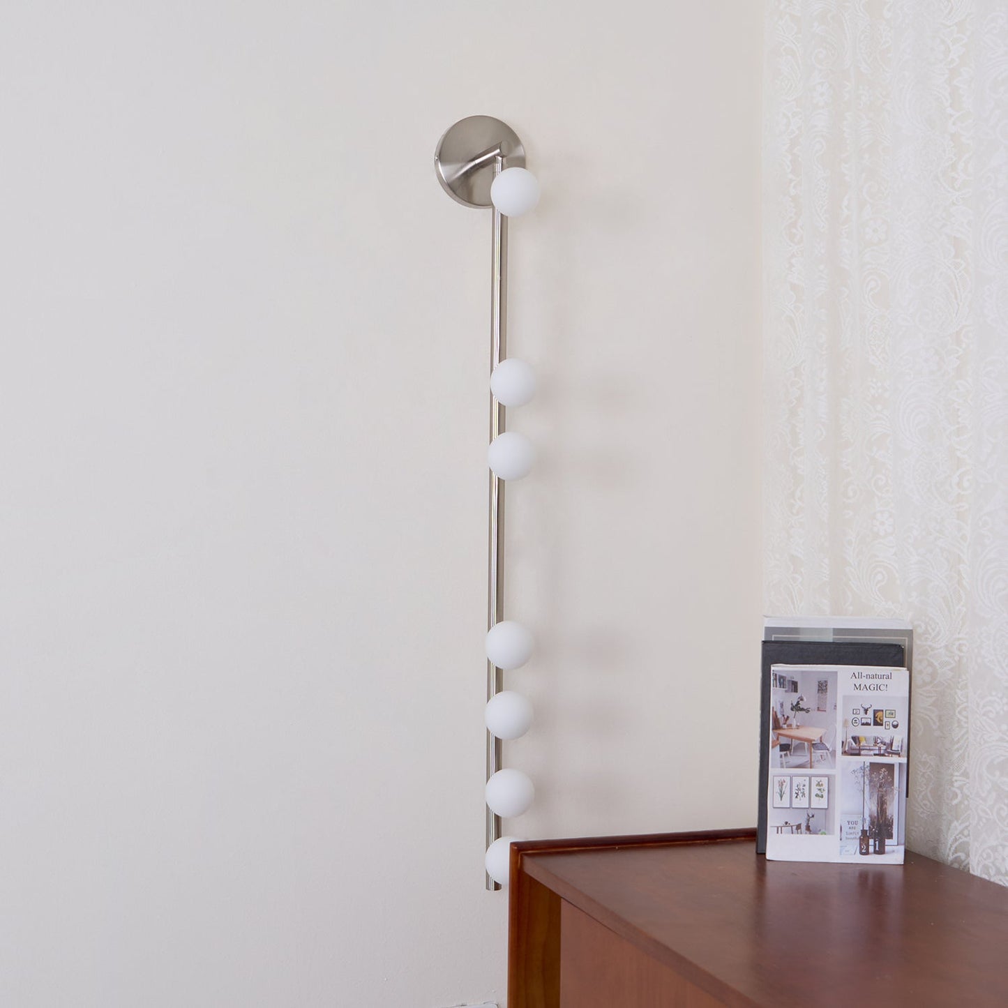 Brass Glass Tube Wall Lamp – Vintage Brass & White Finish