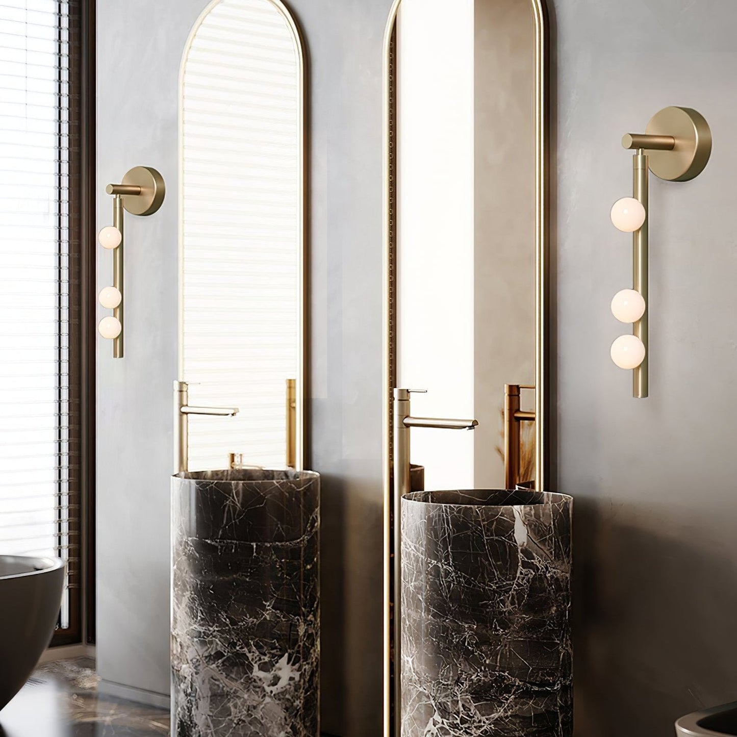 Brass Glass Tube Wall Lamp – Vintage Brass & White Finish