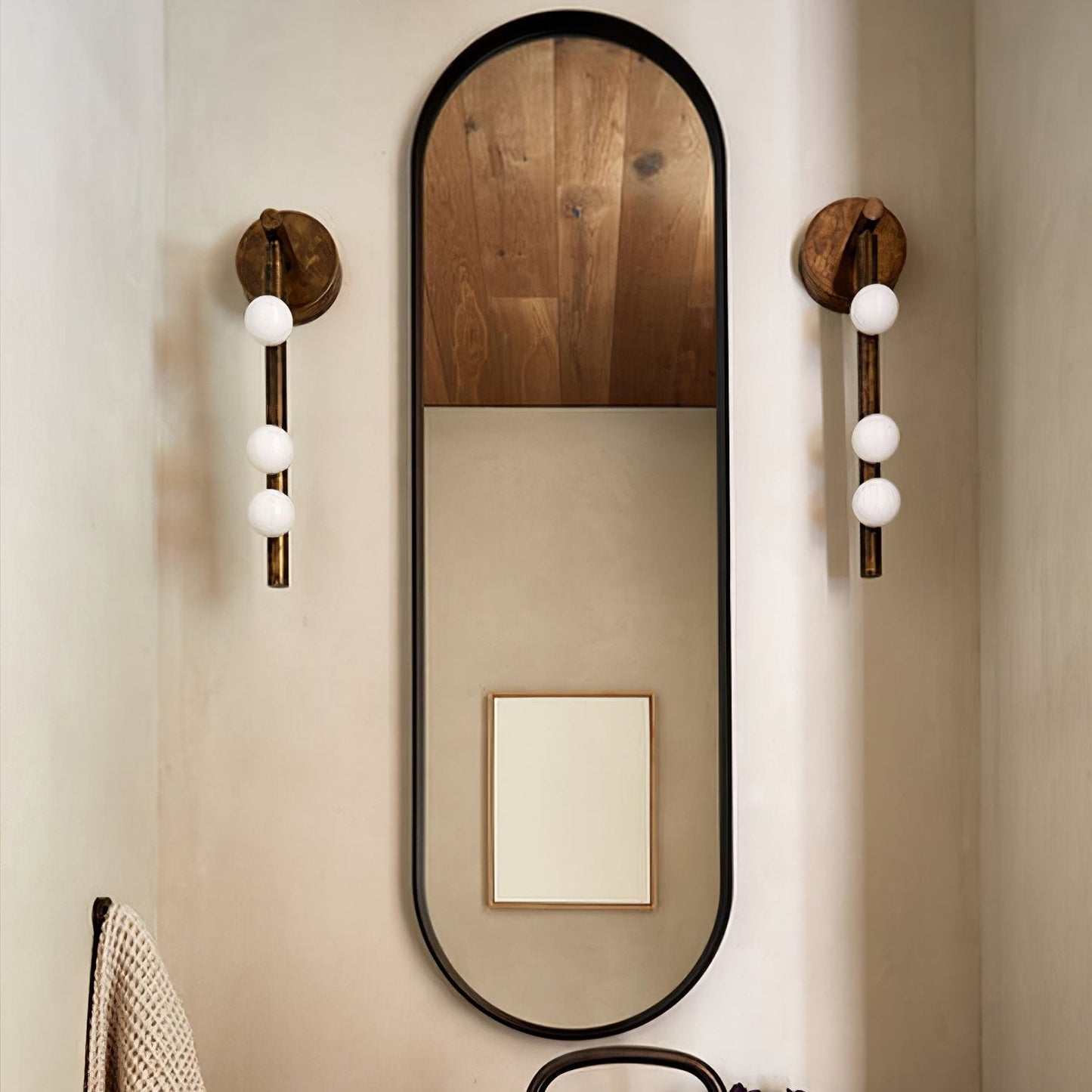 Brass Glass Tube Wall Lamp – Vintage Brass & White Finish