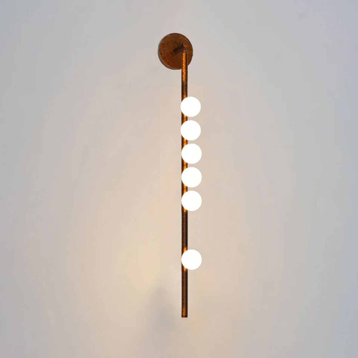 Brass Glass Tube Wall Lamp – Vintage Brass & White Finish