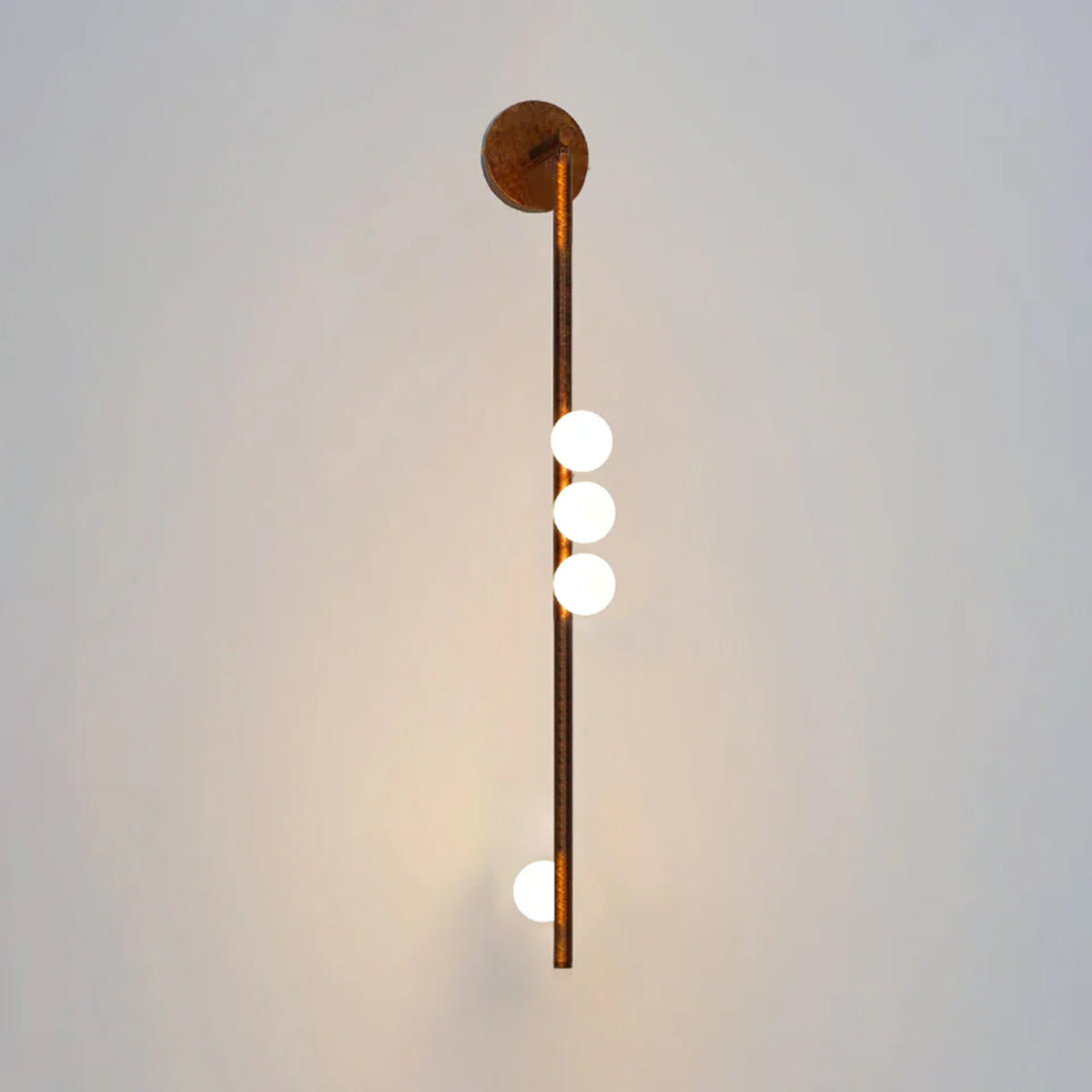 Brass Glass Tube Wall Lamp – Vintage Brass & White Finish