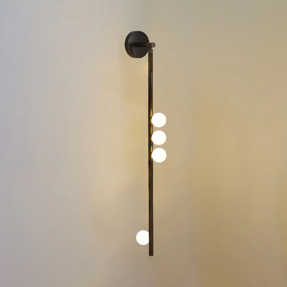 Brass Glass Tube Wall Lamp – Vintage Brass & White Finish