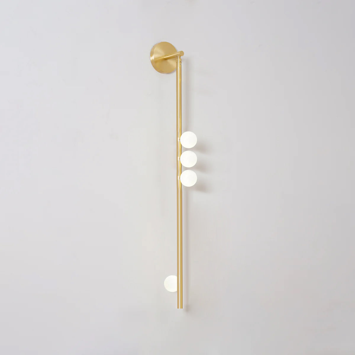 Brass Glass Tube Wall Lamp – Vintage Brass & White Finish