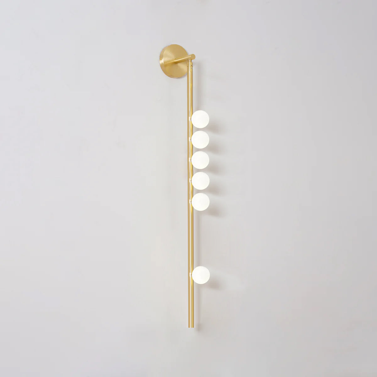 Brass Glass Tube Wall Lamp – Vintage Brass & White Finish