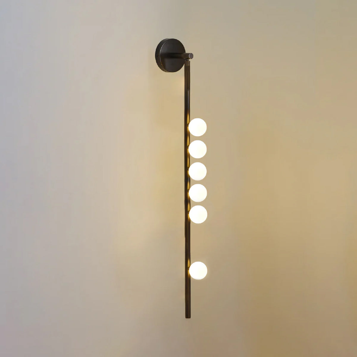 Brass Glass Tube Wall Lamp – Vintage Brass & White Finish