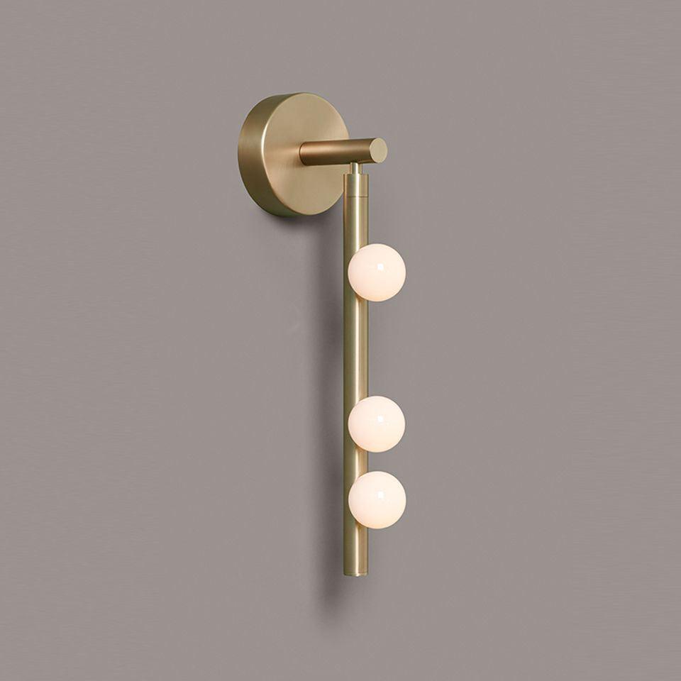 Brass Glass Tube Wall Lamp – Vintage Brass & White Finish