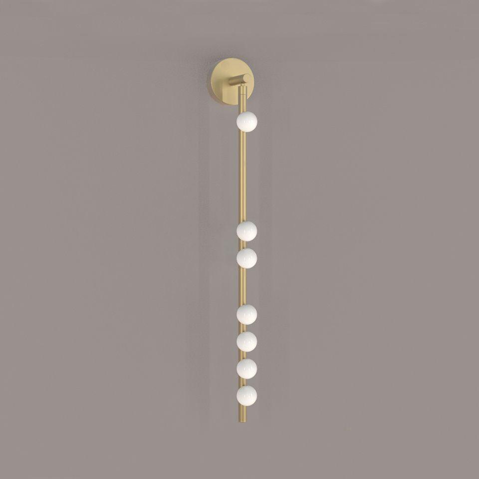 Brass Glass Tube Wall Lamp – Vintage Brass & White Finish