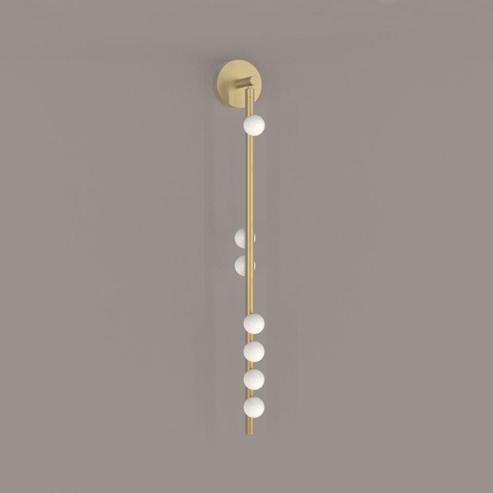 Brass Glass Tube Wall Lamp – Vintage Brass & White Finish