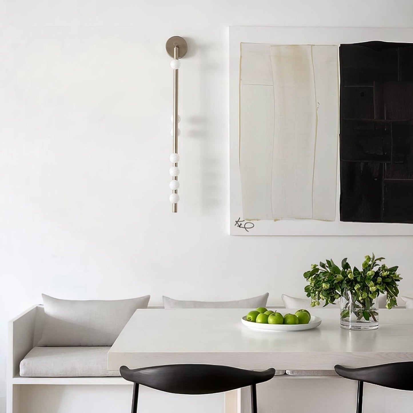 Brass Glass Tube Wall Lamp – Vintage Brass & White Finish